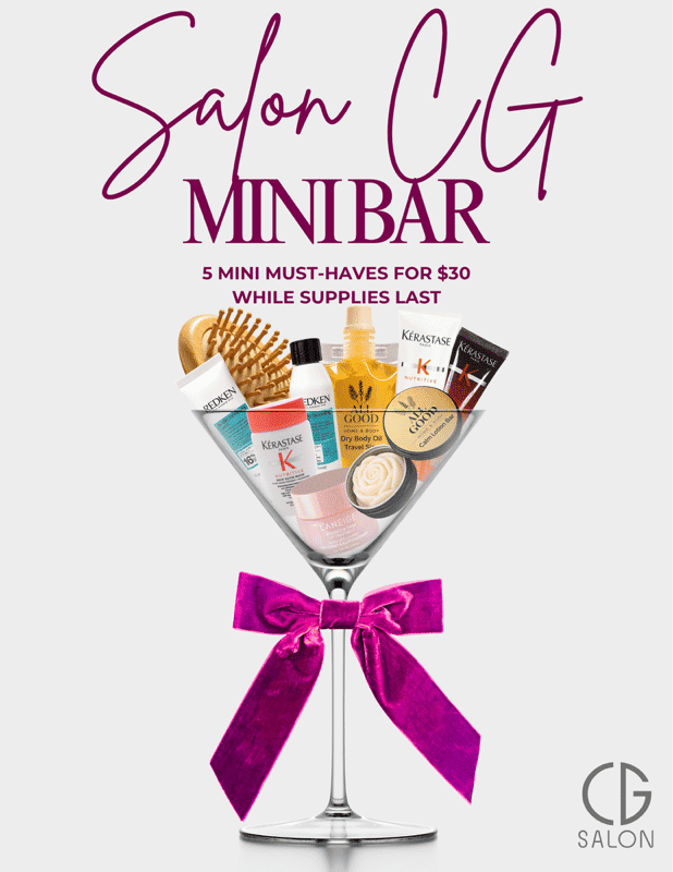 Salon CG promo. Mini products in cocktail glass. $30 for five items. Limited supply.