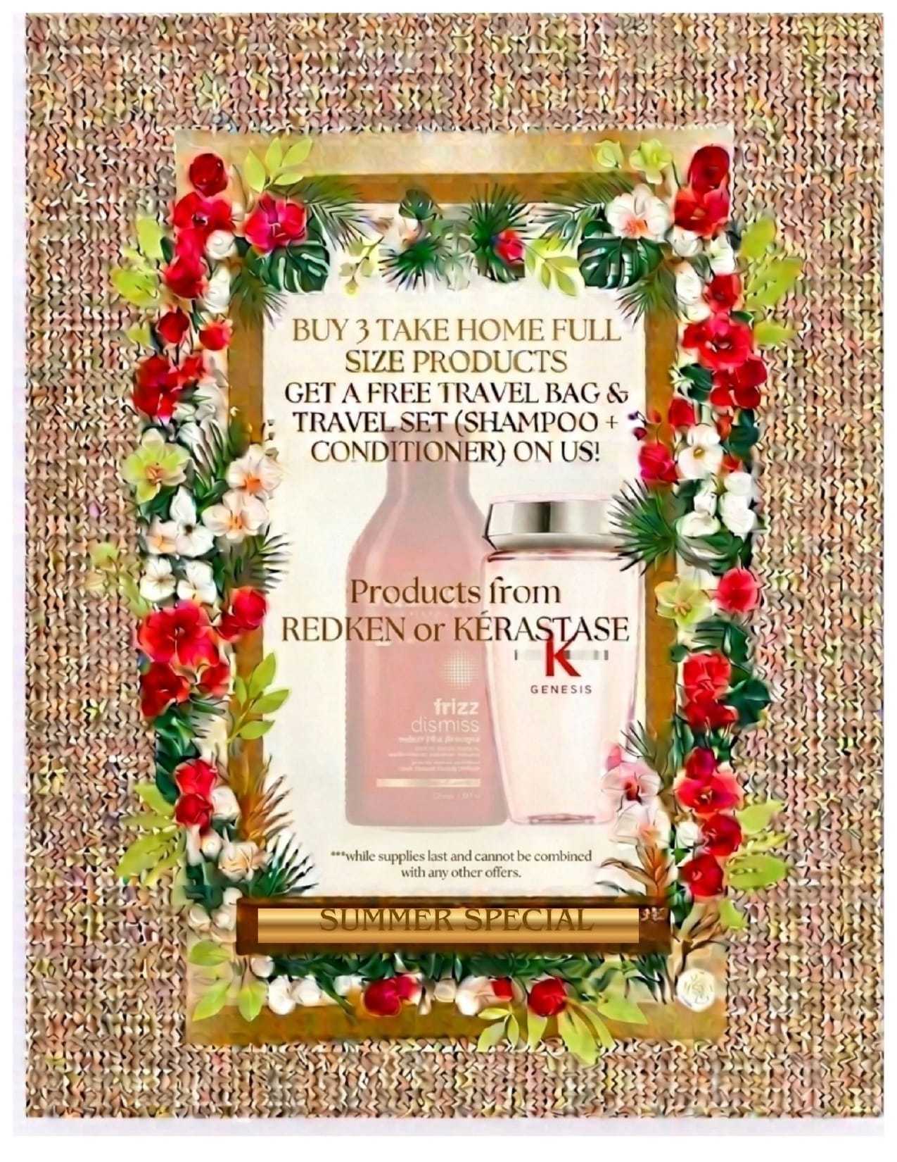 Buy 3 full-size products, get a free travel set. Featuring Redken and Kerastase items.